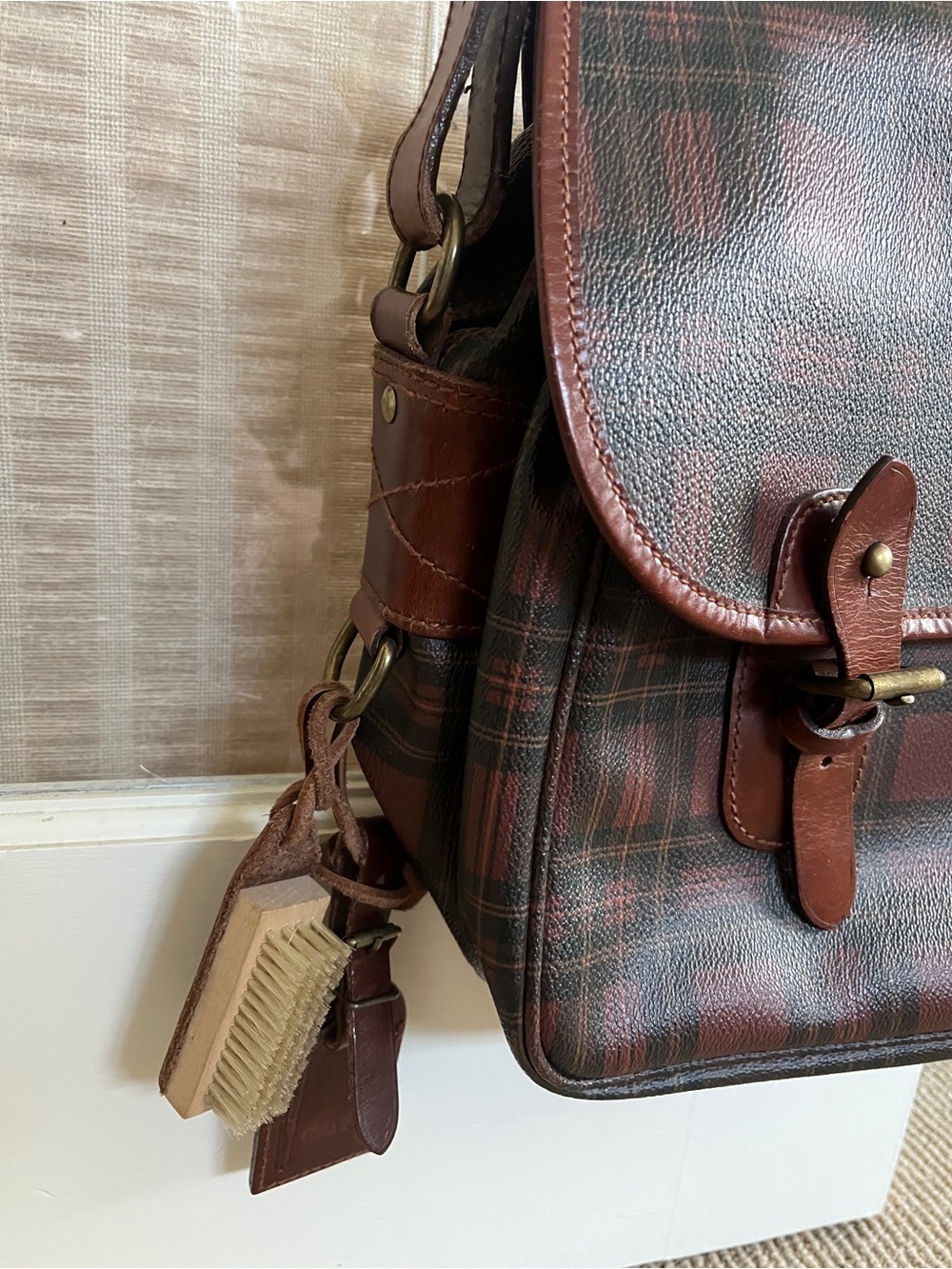 Vintage Ralph Lauren Polo Red Plaid Messenger Bag 80s 90s - Picture 8 of 15